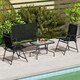 image 9 of Outsunny Outdoor 4 Pieces Patio Furniture Set with Breathable Mesh Fabric Seat & Backrest, Garden Set with Two Foldable Armchairs, a Loveseat & Glass Top Table, Black