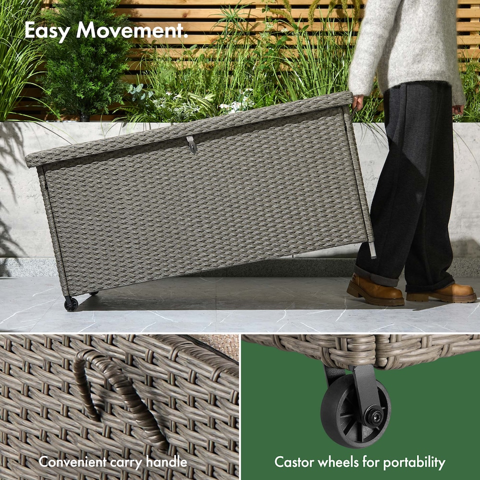 image 1 of VonHaus Rattan Effect with Lockable Lid Garden Storage Box 290L