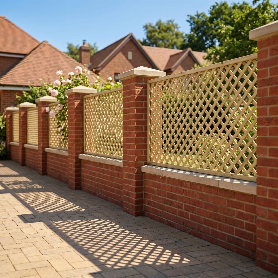 image 1 of Urban Diamond Wooden  W:6ft x H:1.5ft Trellis Heavy Duty Fence Topper Panel (Pack of 4)