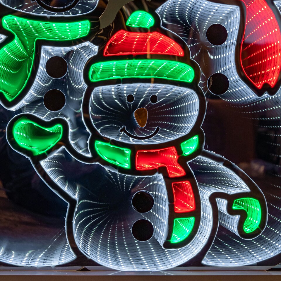 image 1 of 65cm Infinity Standing Snowmen Family on Metal Base with White, Red & Green LEDs