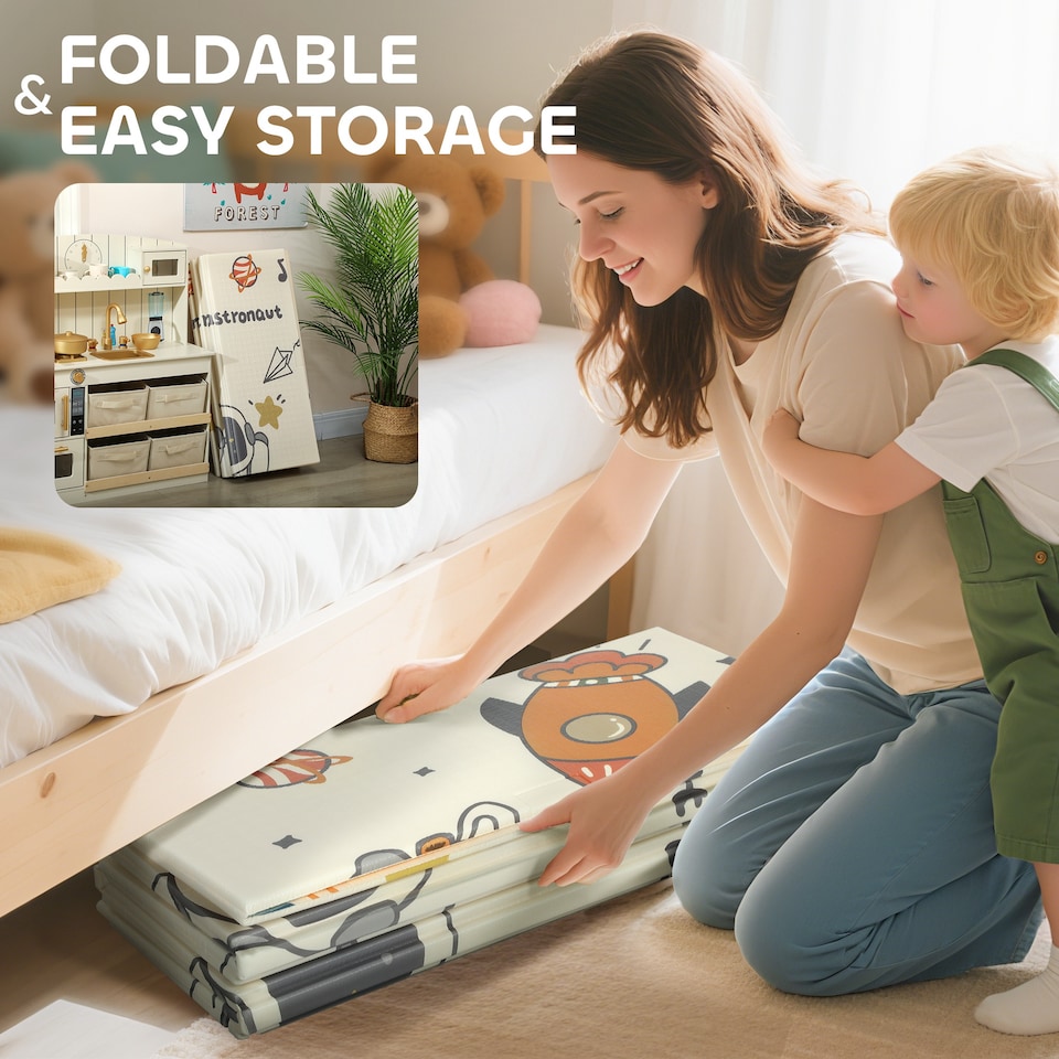 image 1 of AIYAPLAY Baby Play Mat, Foldable Activity Playmat, Astronaut & Planet Theme
