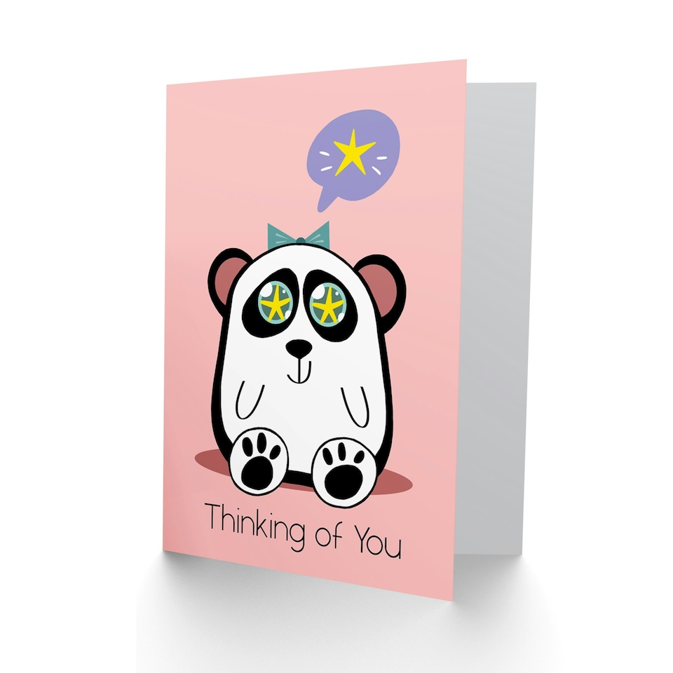 image 1 of Kawaii Star Thinking You Panda Thinking Of You Card