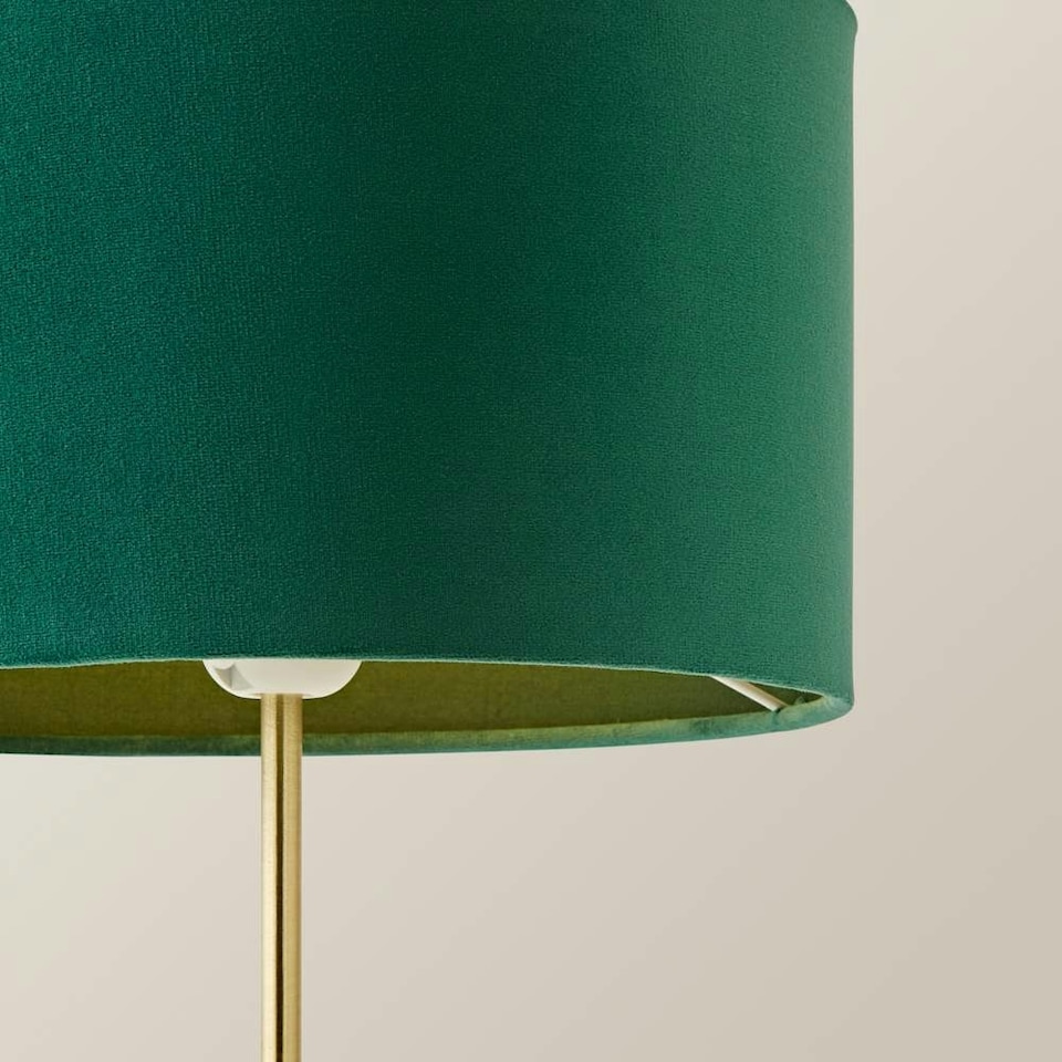image 1 of ValueLights Charlie Gold Table Lamp Green Velvet Shade