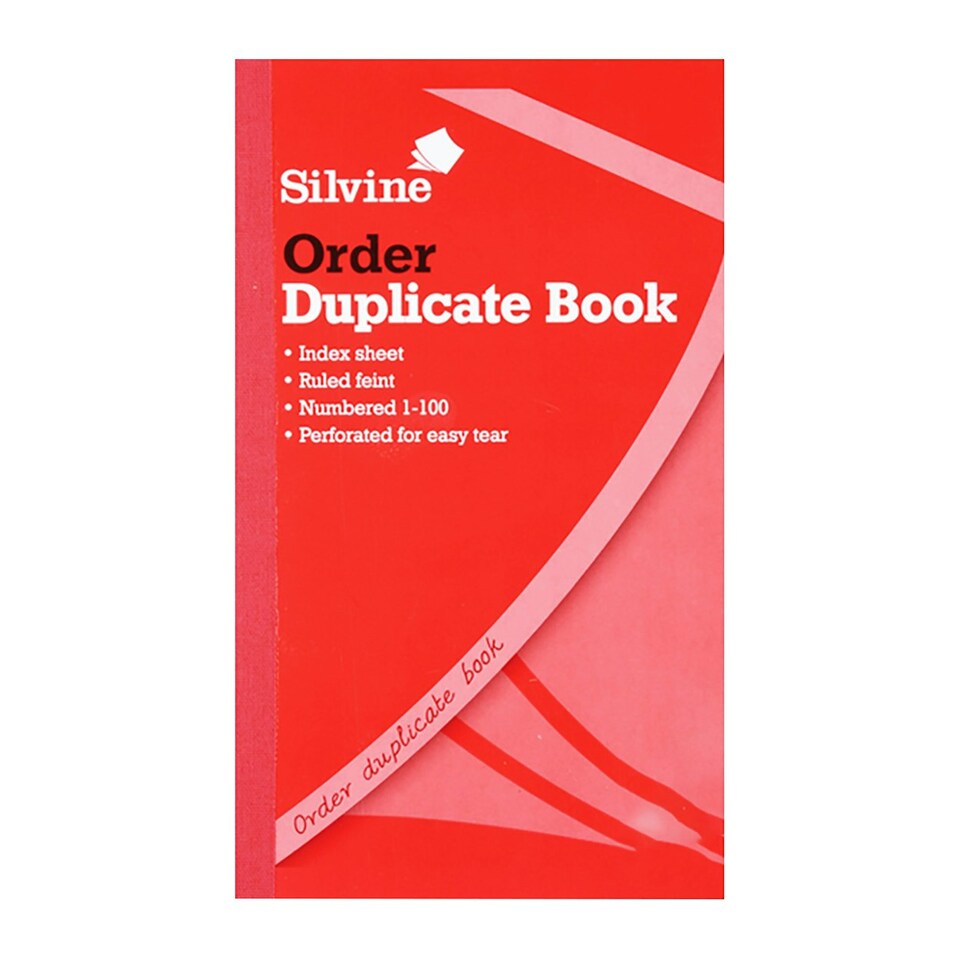 Silvine Duplicate 400 Page Feint Order Book - Red - 21 x 12.7cm