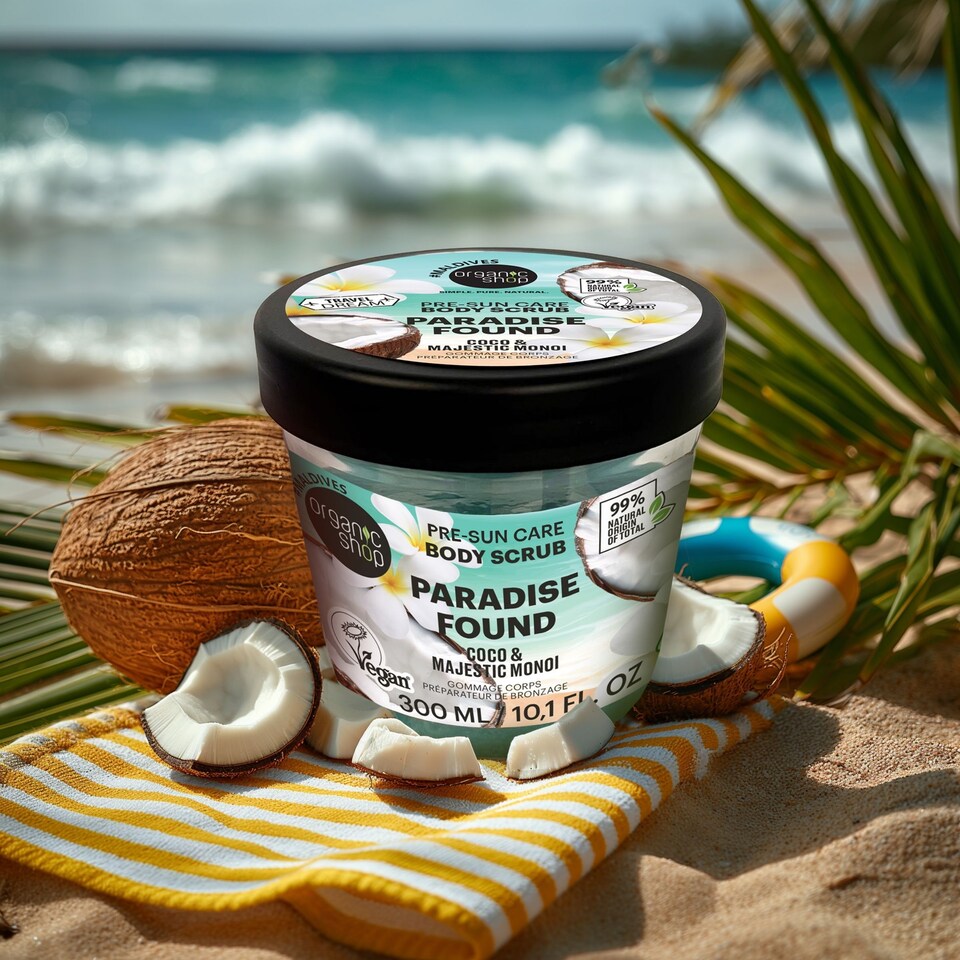 image 1 of Organic Shop Paradise Found Pre-Sun Care Body Scrub, 300ml