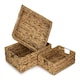 image 1 of Water Hyacinth Shallow Rectangular Storage Basket Set 3 Brown
