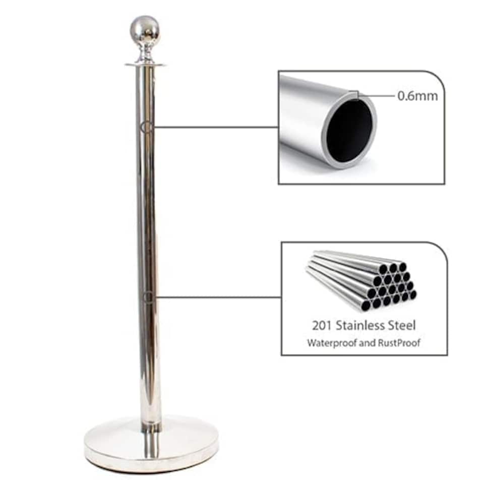 image 1 of 2 Prestige Chrome Poles With 1 Pink Braided Rope