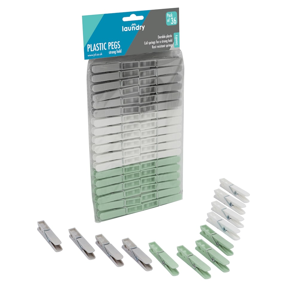 image 1 of JVL 108 Pack Plastic Clothes Pegs, Assorted Colours