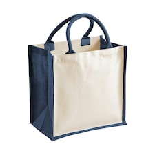 Westford Mill Midi Jute Printable Tote Bag - Navy - One Size Blue