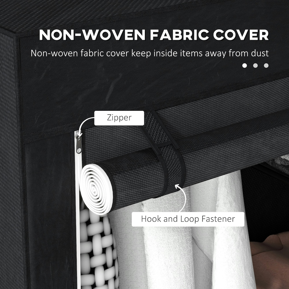 image 1 of HOMCOM Fabric Wardrobe w/ Shelves Hanging Rail Foldable Closets