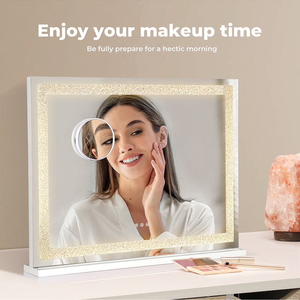 image 1 of Emitto Emitto Tabletop Touch Vanity Mirror Makeup USB LED Medium 58x48cm | Clear | M