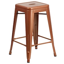 Kai 24" Industrial Style Bar Stool Copper - Set of 4 - Modern Metal Counter Height Copper