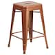 image 1 of Kai 24" Industrial Style Bar Stool Copper - Set of 4 - Modern Metal Counter Height Copper