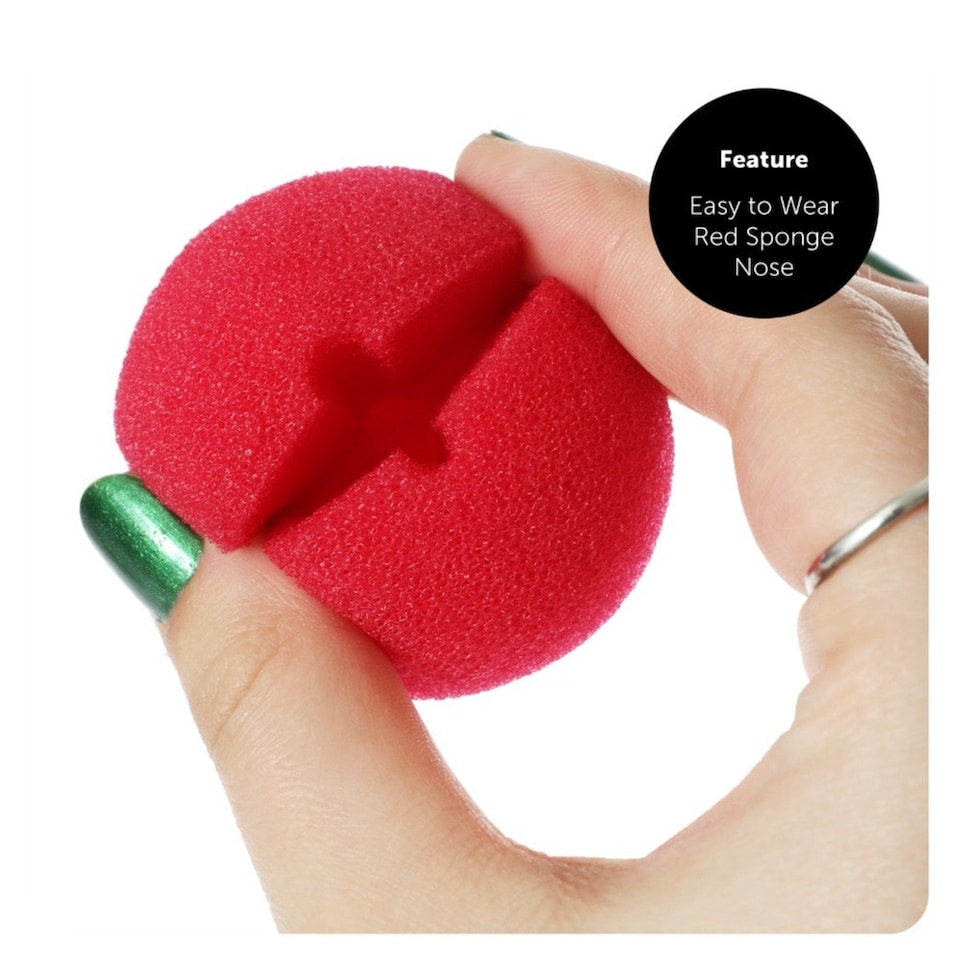 image 1 of Red Nose Accessory Set - Nose, Glasses, Bow Tie & Face Paint Red | One Size
