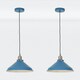 image 1 of First Choice Lighting Set of 2 Maxwell Mirage Blue Brushed Copper Ceiling Pendant Lights Blue | Copper