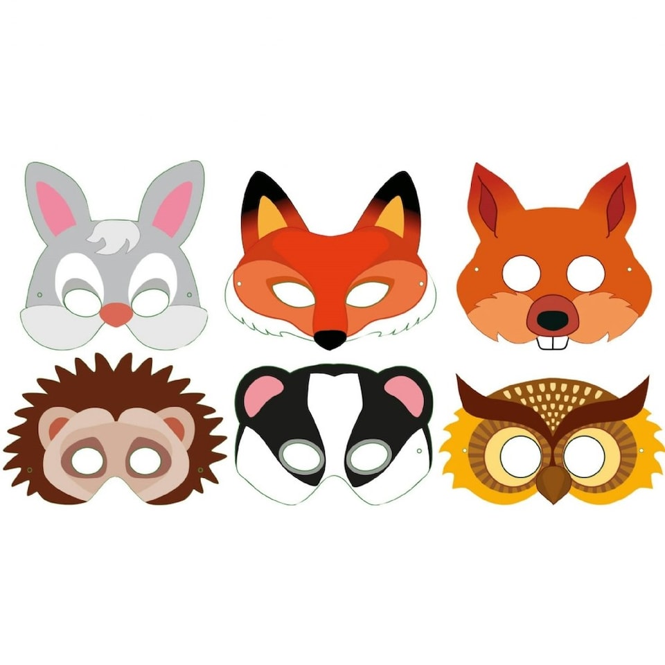 image 1 of Playwrite Animals Party Mask (Pack of 12) - Multicoloured - One Size