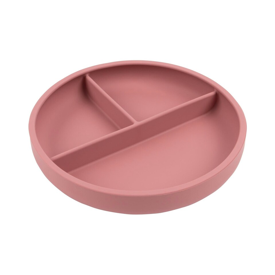 image 1 of Tiny Dining Baby Divided Silicone Suction Plate - Dusty Rose Pink