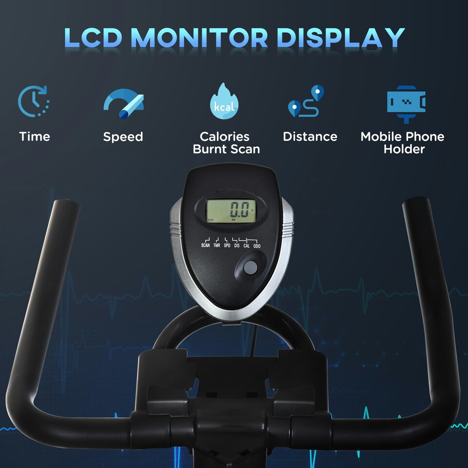 image 1 of HOMCOM Exercise Training Bike Indoor Cycling Bicycle Trainer LCD Monitor