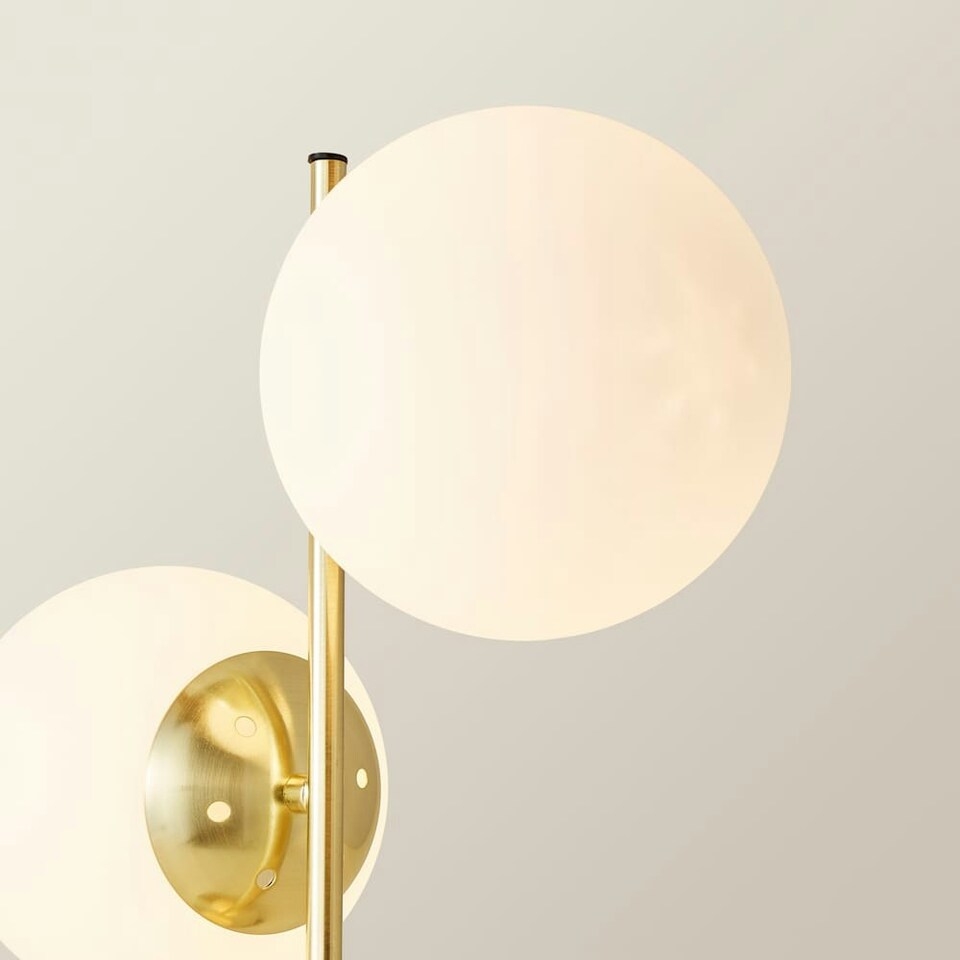 image 1 of ValueLights Jas Gold Metal Table Lamp with White Frosted Glass Shades