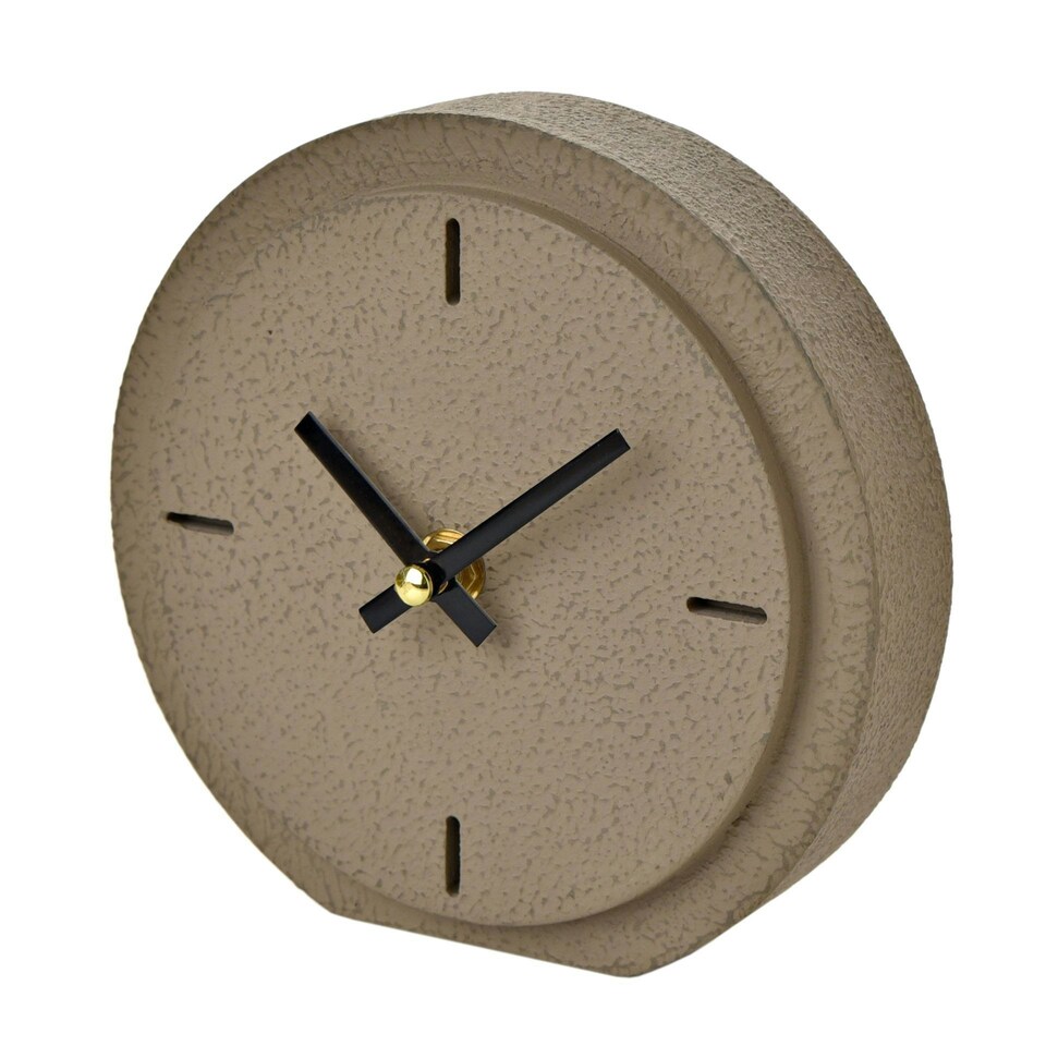 image 1 of Interval Stone Effect Desk Clock - 15cm Grey | Stone