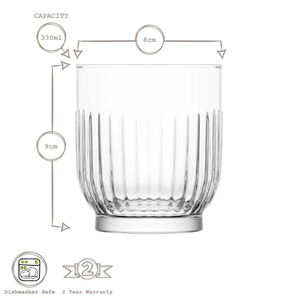 image 1 of LAV Tokyo Whiskey Glasses - 330ml - Clear - Pack of 6 | Clear | Clear