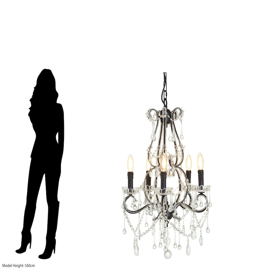 image 1 of Kensington Townhouse 5 Bulbs Chandelier. Black