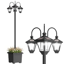 Outsunny Solar Lamp Post Dusk-to-Dawn Sensor 185 cm Black | Black | Black | 52 x 52 x 185 cm