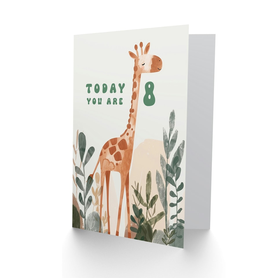 image 1 of Cute Giraffe Fun Today You Are 8 Year Old 8th Birthday Card