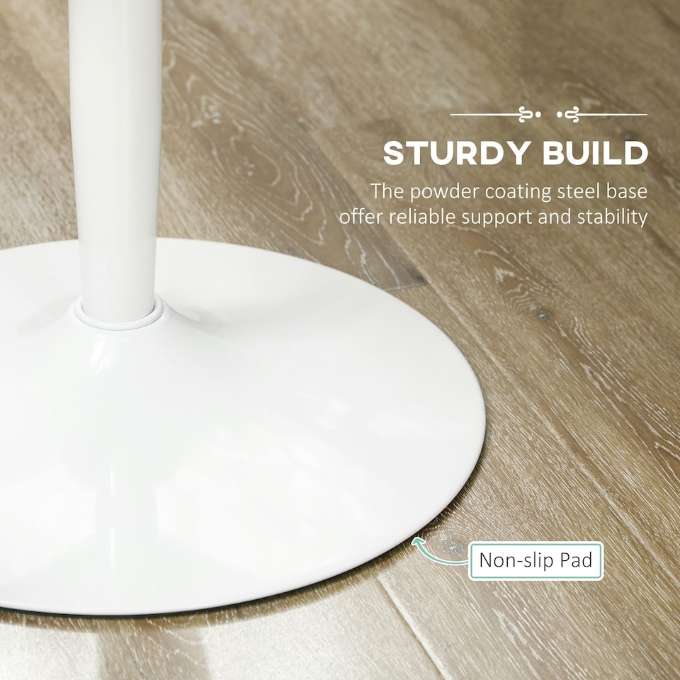 image 1 of HOMCOM Round Dining Table with Steel Base, Non-slip Pad White