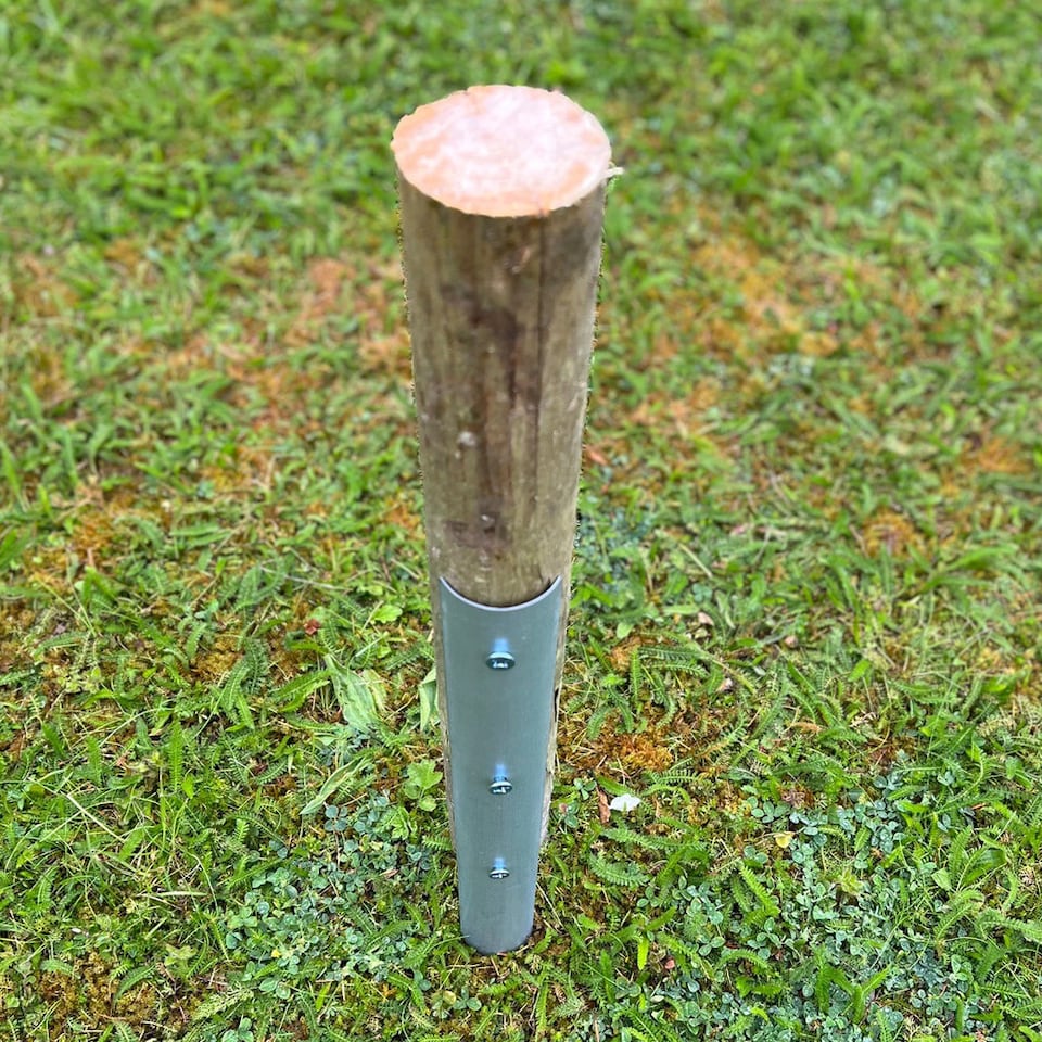 image 1 of Metal Log Roll Stakes for Lawn Garden Border Edging (Pack of 10)
