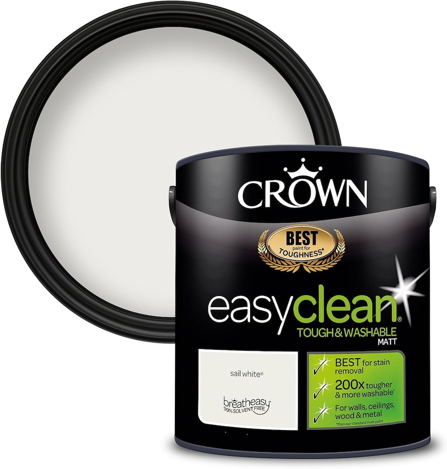 image 1 of Crown Easyclean Matt Emulsion Paint - Sail White - 2.5L