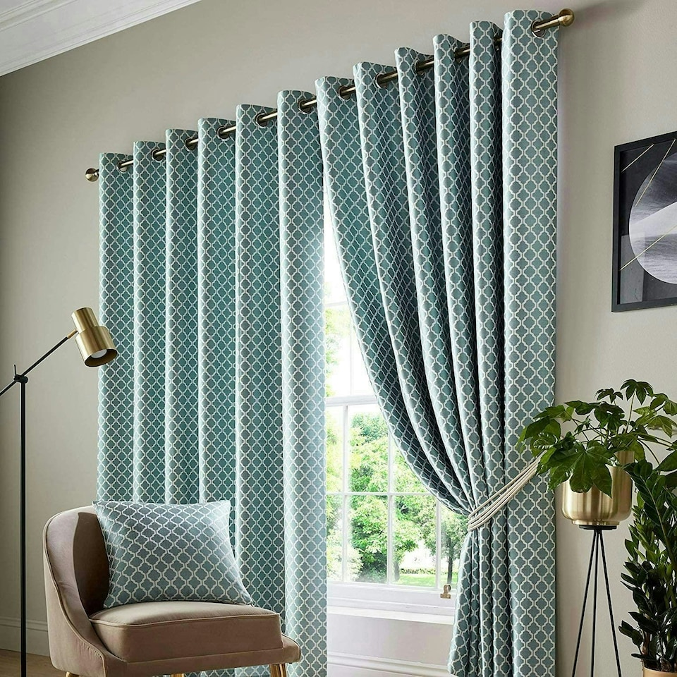 image 1 of Cotswold Eyelet Curtain - Teal - 116 cm x 229 cm