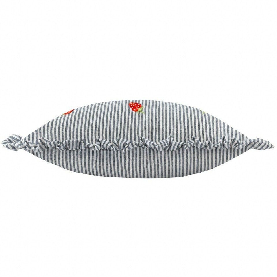 image 1 of furn. Les Fruites Striped Ruffle Strawberries Filled Cushion 30 x 50cm