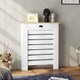 image 8 of HOMCOM Radiator Cover with Drawer, Horizontal Slat, 78cm, White | White | White with wood-effect top | 1