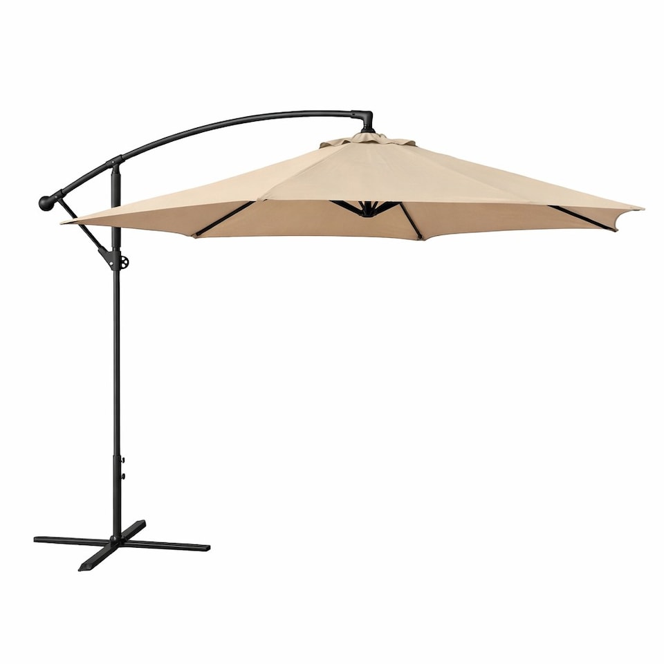 image 1 of Jack Stonehouse 3m Banana Cantilever Hanging Parasol for Garden Patio - Beige