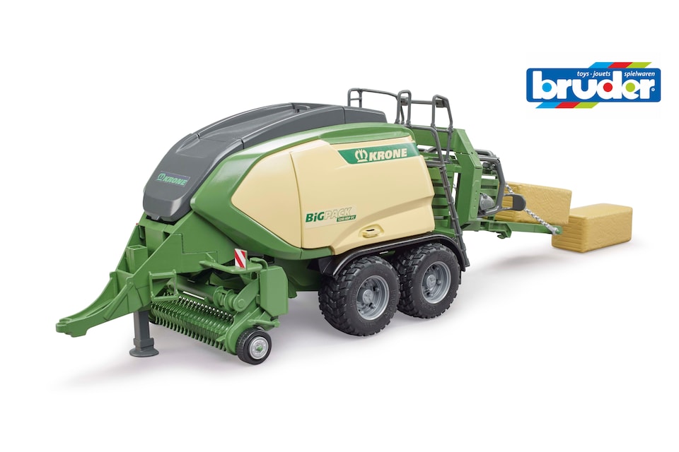 image 1 of Bruder Krone BiG Pack 1290 HDP VC with 2 square bales of hay Detailed Vehicle & Playset Model
