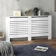 image 2 of HOMCOM Radiator Cover, Modern MDF White Painted Cabinet with Horizontal Slats for Living Room, Bedroom, 152L x 19W x 81H cm