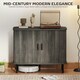 image 3 of HOMCOM Sideboard Storage Cabinet with Slatted Tambour Sliding Doors Grey Grey | Black
