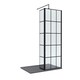 image 1 of 8mm Glass Wetroom Screen, Return Black Framed and Tray 1200 x 900mm | Black | Matt Black