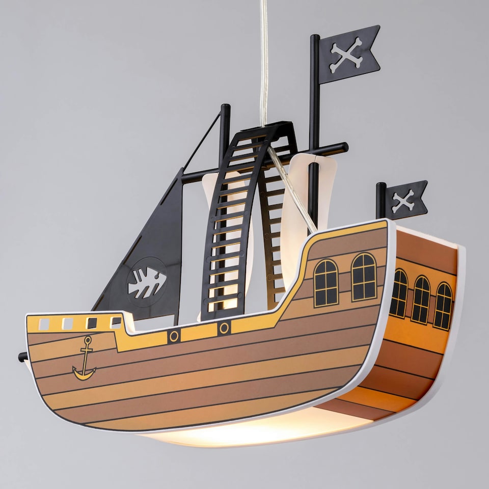 image 1 of BHS Glow Pirate Ship Ceiling Pendant Light, Brown