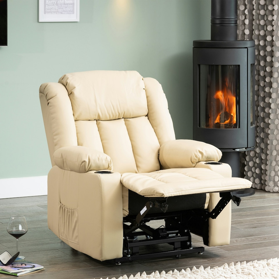 image 1 of Sheridan Dual Motor Electric Riser Recliner with Massage and Heat - Cream