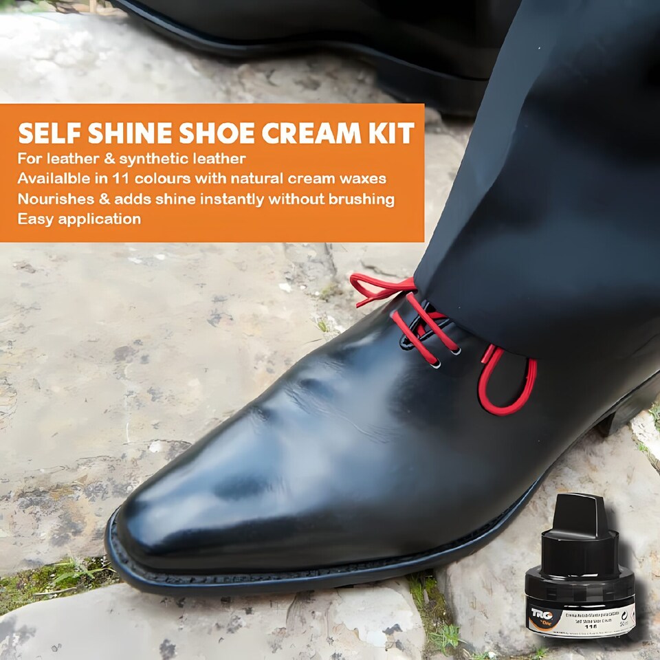 image 1 of TRG Self Shine Renovating Shoe Cream With Sponge for Instant Shine 50ml | Brown | Dark Brown
