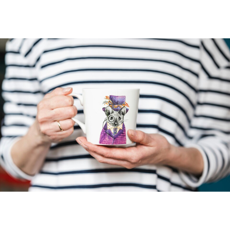 image 1 of Mikasa x Tipperleyhill Mouse Print Porcelain Mug, 380ml Multi
