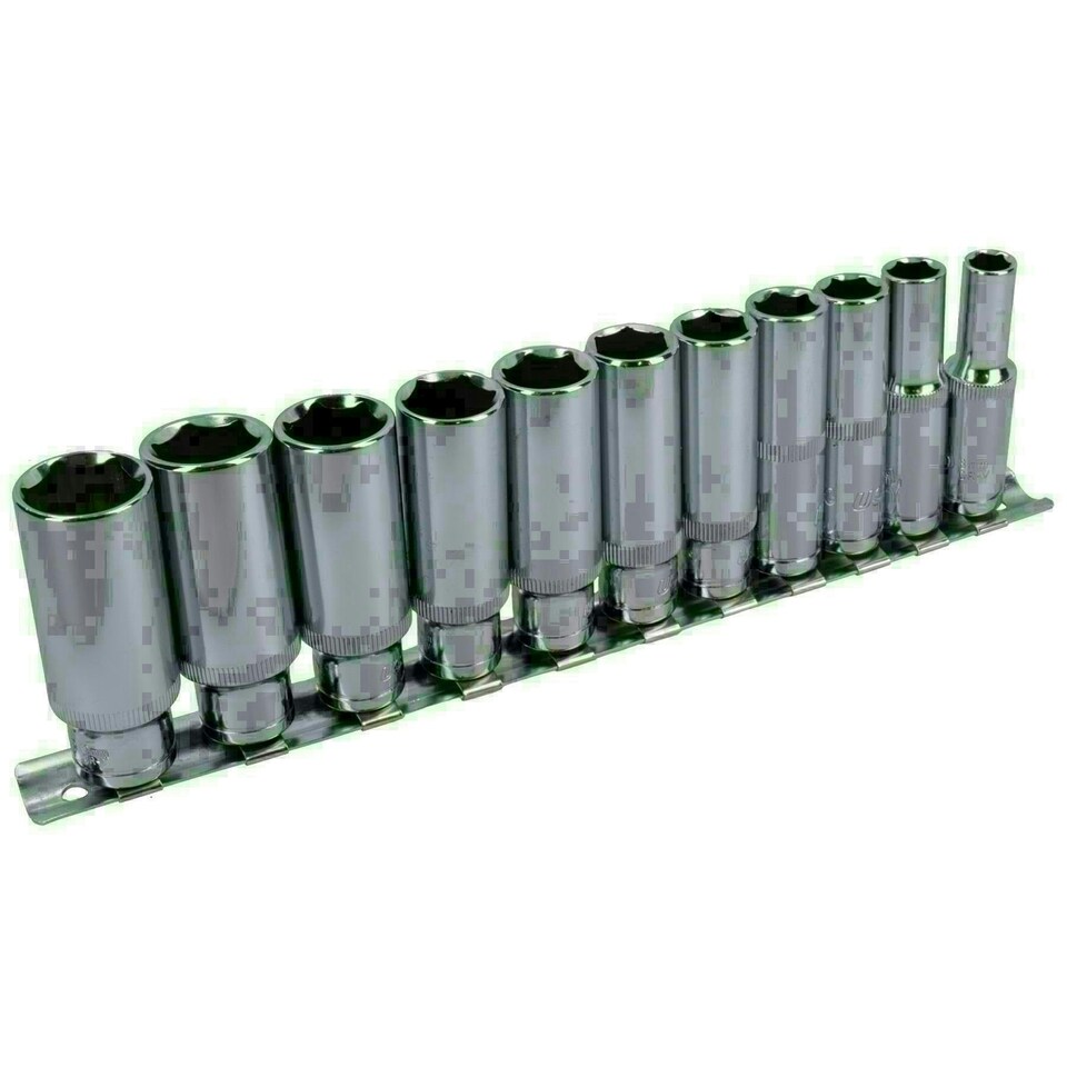 image 1 of 3/8" Drive Double Deep Metric MM Sockets Single Hex 6 Sided 8mm - 19mm 11pc