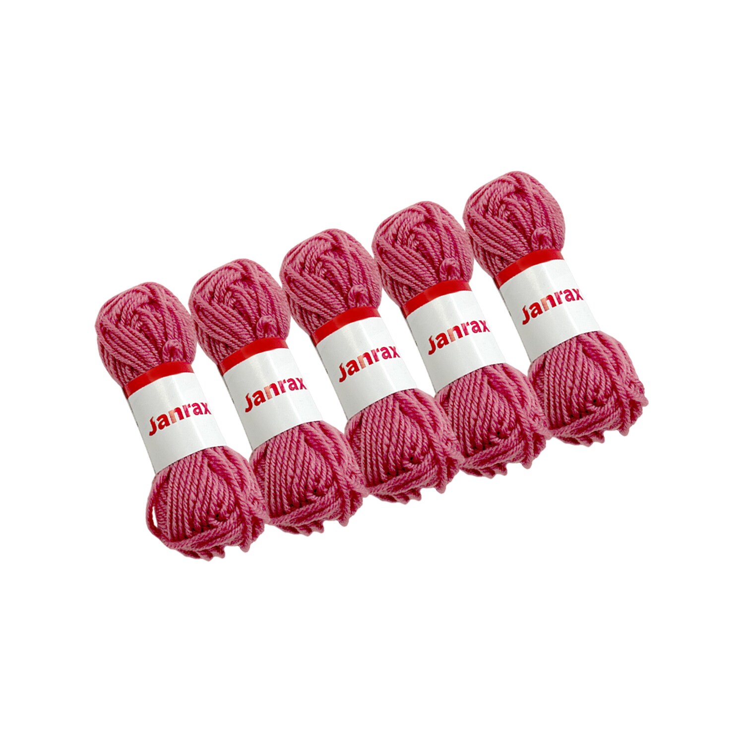 Pack of 5 Dusky Pink Acrylic Yarn Rolls â 10g each, 4 Strand 8 Ply Knitting Wool
