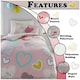 image 3 of VELVETIO Hearts Duvet Cover Set Reversible Polycotton Kids Beddings Pink | Single