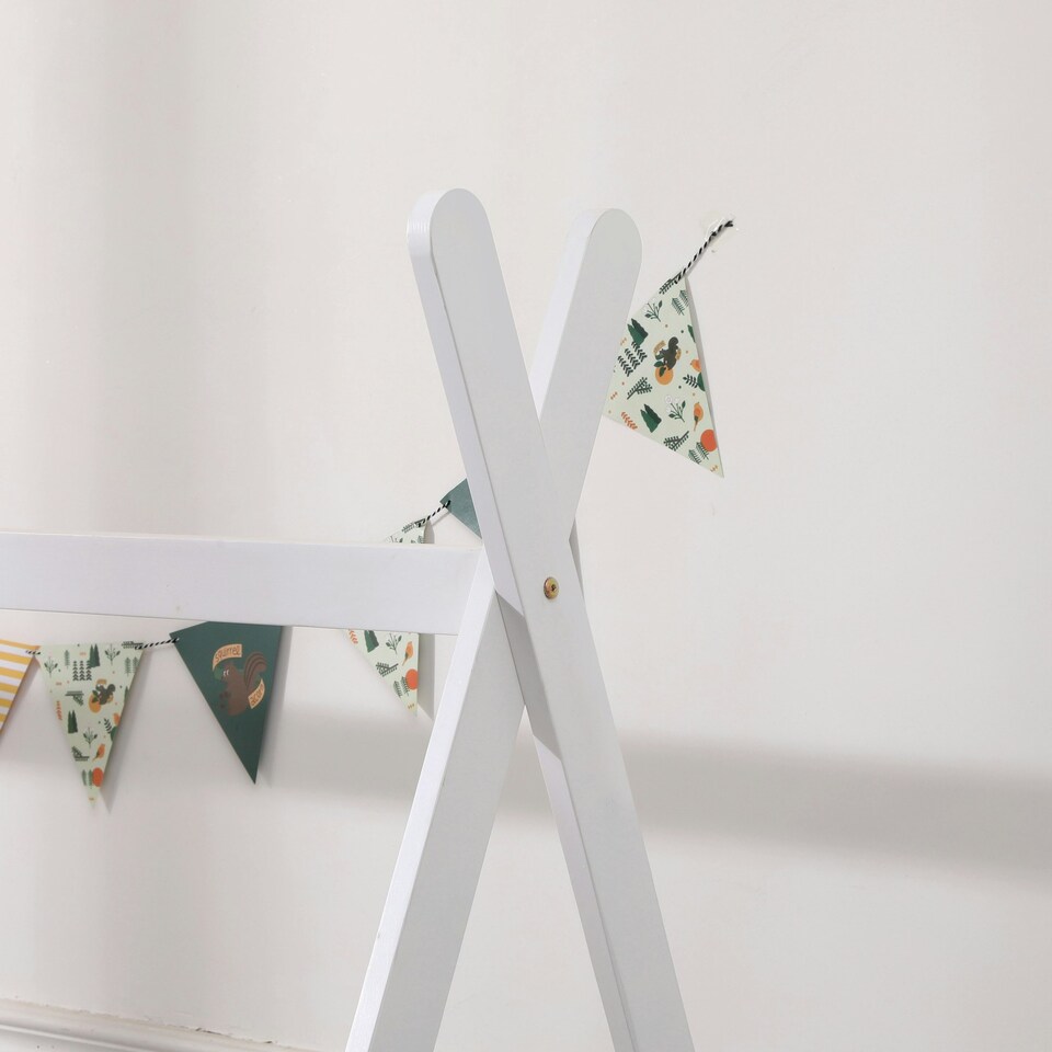 image 1 of Harry Kids Childrens White Wooden Teepee Tent Single Bed Frame | White | White | Single