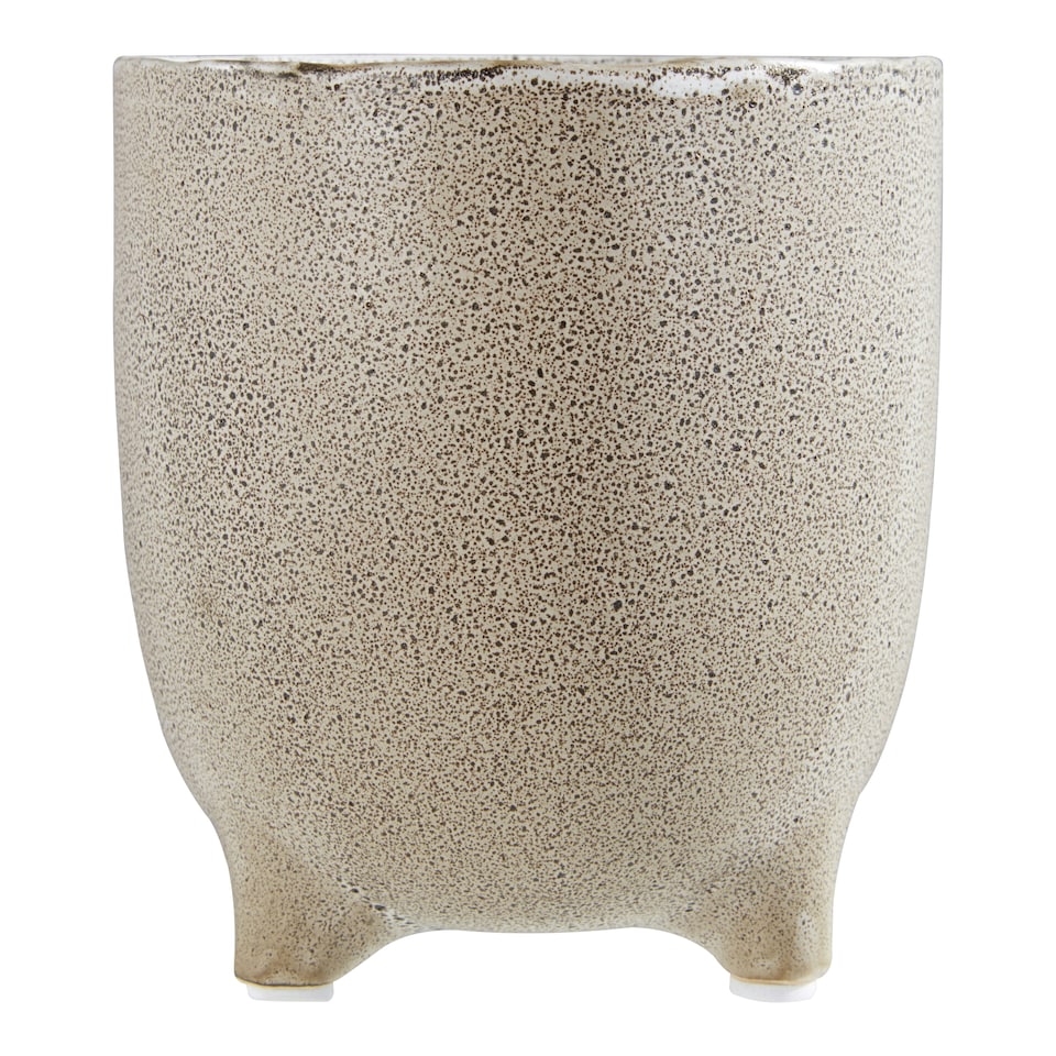 image 1 of Interiors by Premier Small Planter, Stoneware Plant Pot with Subtle Speckled Finish, Modern Indoor/Outdoor Raised Planter for Home Cream