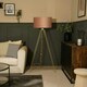 image 3 of ValueLights Aero Polished Gold Floor Lamp Pink Shade and LED Bulb