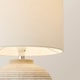 image 5 of ValueLights Reid Linen Drum Lamp Shade Stone Grey Ribbed Ceramic Small Table Lamp | Grey